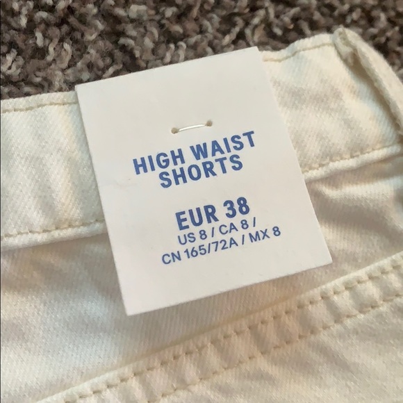 High Waisted White Jean Shorts - Ripped - Picture 6 of 9